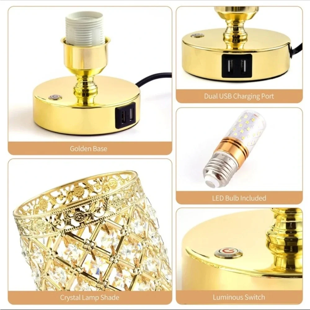 Golden Crystal Table Lamp NEW 🏷️